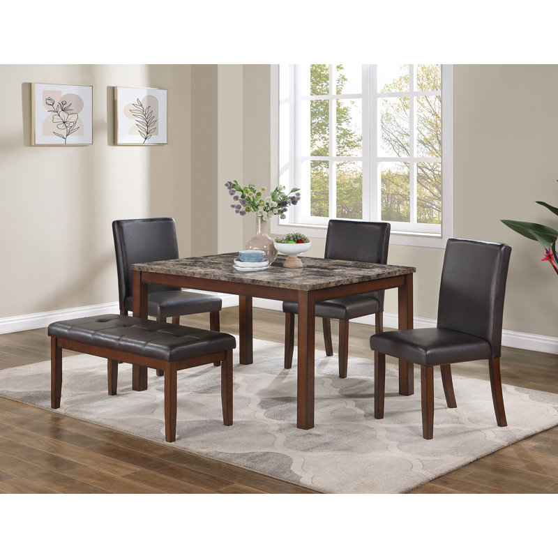 Leclerc 5 Piece Dining Set, Brown, Espresso