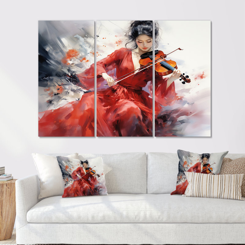 Violon, élégance japonaise, ensemble d'art sur toile, H 32 po x l 48 po