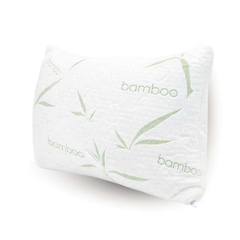 Bamboo Travel Pillow - Premium Memory Foam & Cooling Cover, White