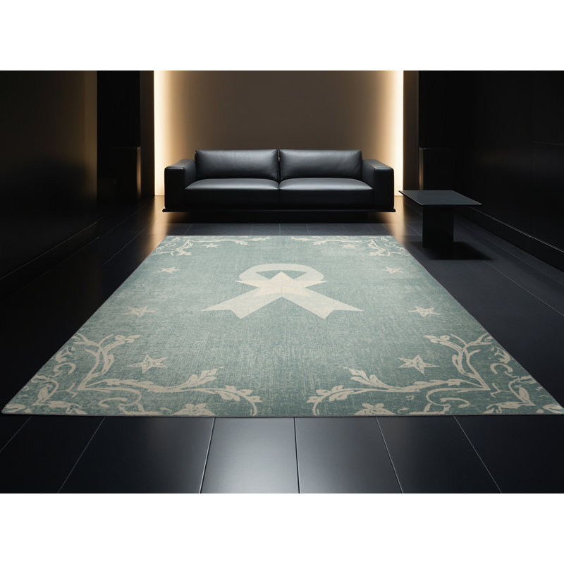 Soft Plush Evenson July 4Th Modern & Contemporary Abstract Area Rug in Green – Gray Binding, 7x9