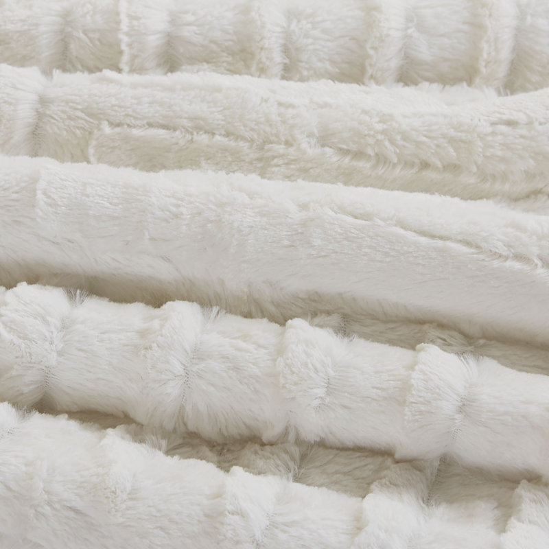 Mini ensemble d'édredon en duvet synthétique, Courtepointe pour lit simple et deux taies décora, Ivoire ivoire