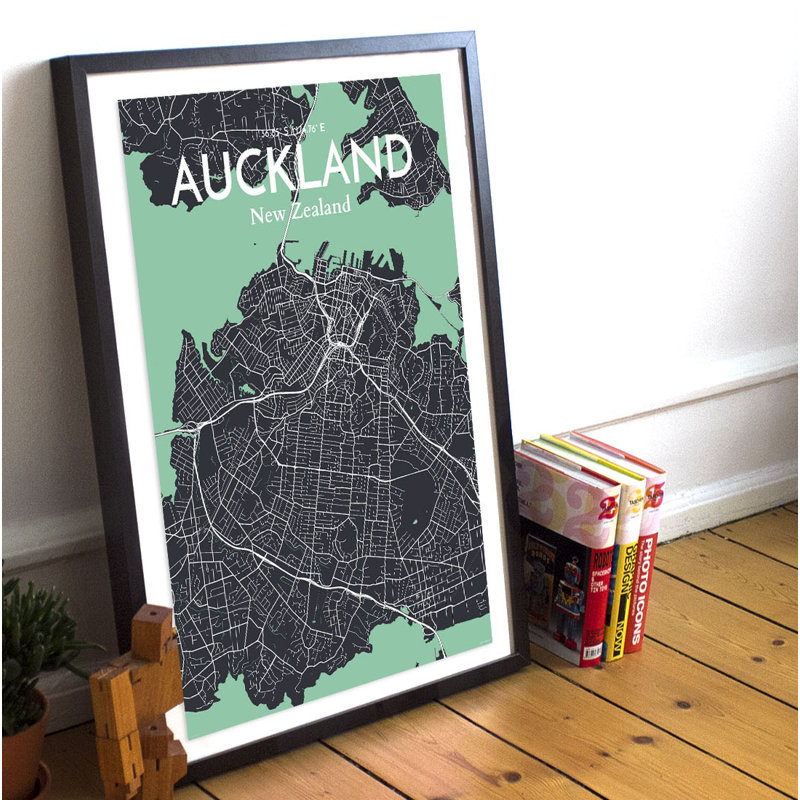 Auckland City Map - No Frame Print, 50.8cm H x 40.6cm W x 0.13cm D
