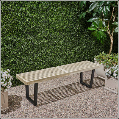 Banc d'extérieur durable en métal et en bois massif, parfait pour les rassemblements de patio et les sièges élégants