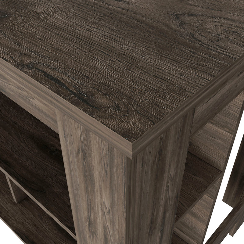 Cala 3-Shelf Wooden Kitchen Island, Dark Brown