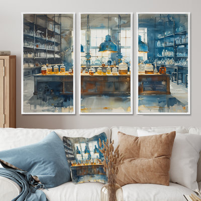 Ensemble de salon art mural bleu et jaune