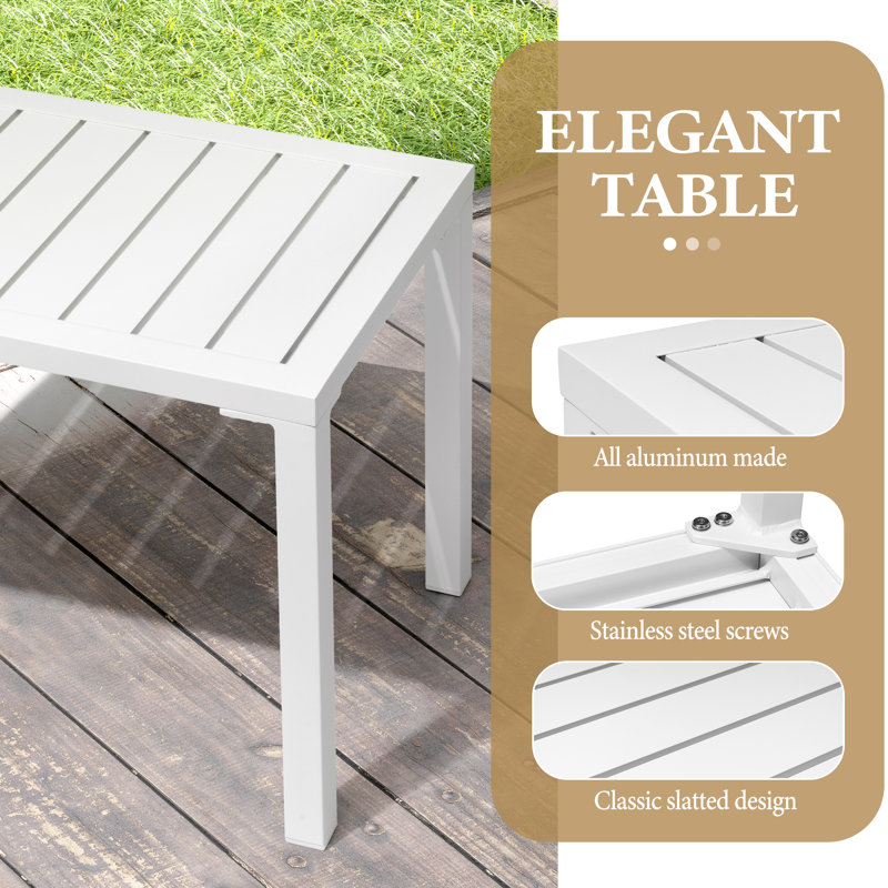 Table d'appoint rectangulaire en aluminium, Blanc