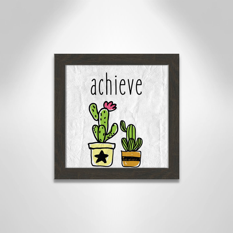 Impression sur papier Cacti C, Encadré plat à grain de bois noir, H 12 po x l 12 po x P 0,6 po
