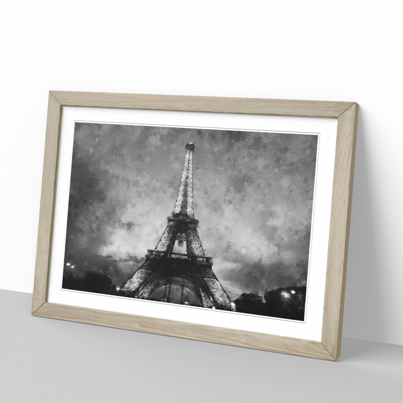 Eiffel Tower Vol.3 - Picture Frame Graphic Art, 36cm H x 48cm W x 2cm D, Oak Framed