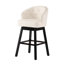Tabouret de bar pivotant beige sur 360 degrés avec 2 boutons, garniture cloutée et structure en bois d'hévéa-2064977359