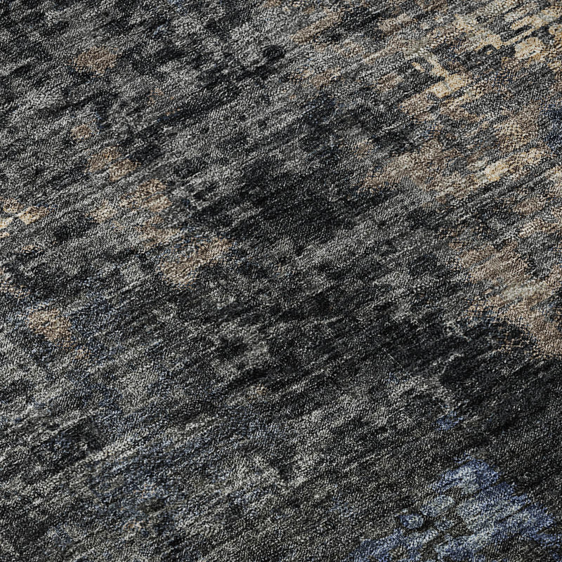 Premium Machine Washable Prisco Charcoal Rug, Rectangle 1'8" x 2'6"