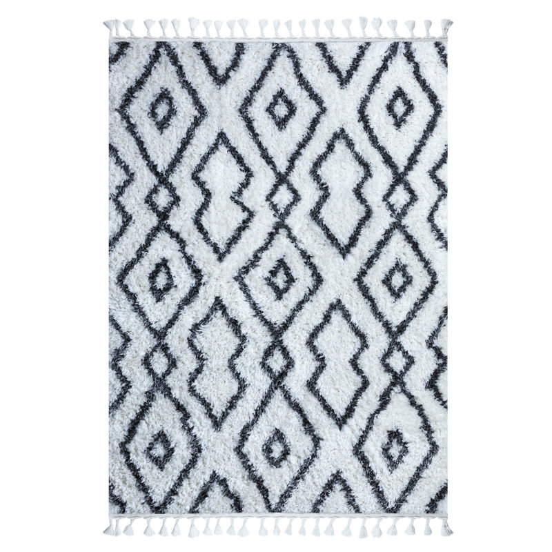 Tapis marocain en velours tissé à la machine Harkness, Rectangle 5 pi 3 po x 7 pi 7 po