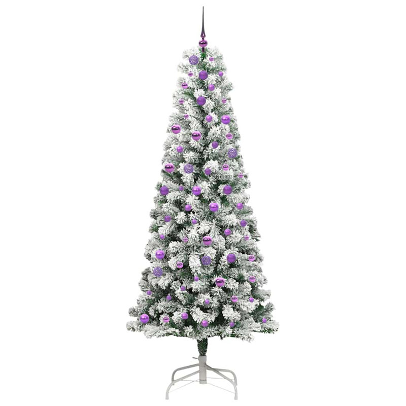 Artificial Hinged Christmas Tree Green and white, 7.87 ft
