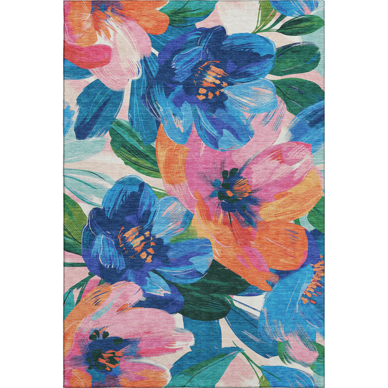 Premium Machine Washable Northdale AMF1487 Floral Rug, Rectangle 5' x 7'6"