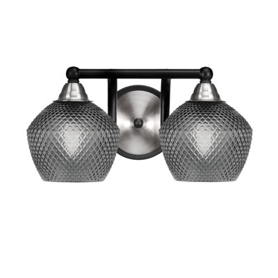Barre d'éclairage de salle de bain 2 lumières Mukkesh noir mat et nickel brossé 6 po