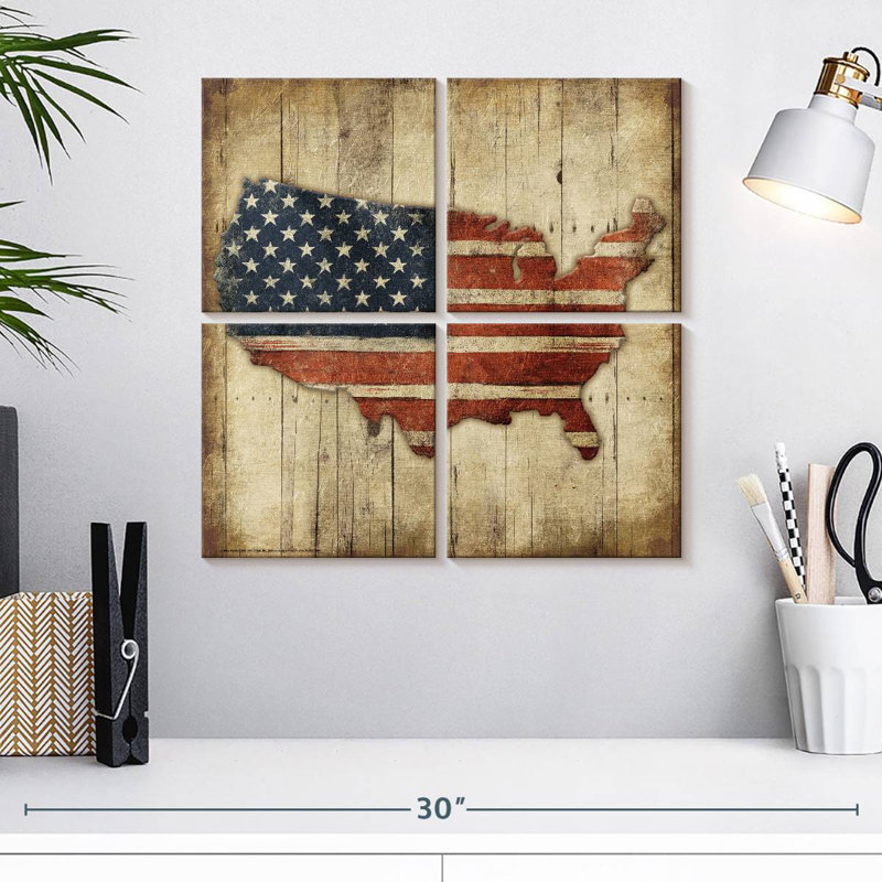 Carte des États-Unis en bois Aliaz, H 18 po x l 18 po