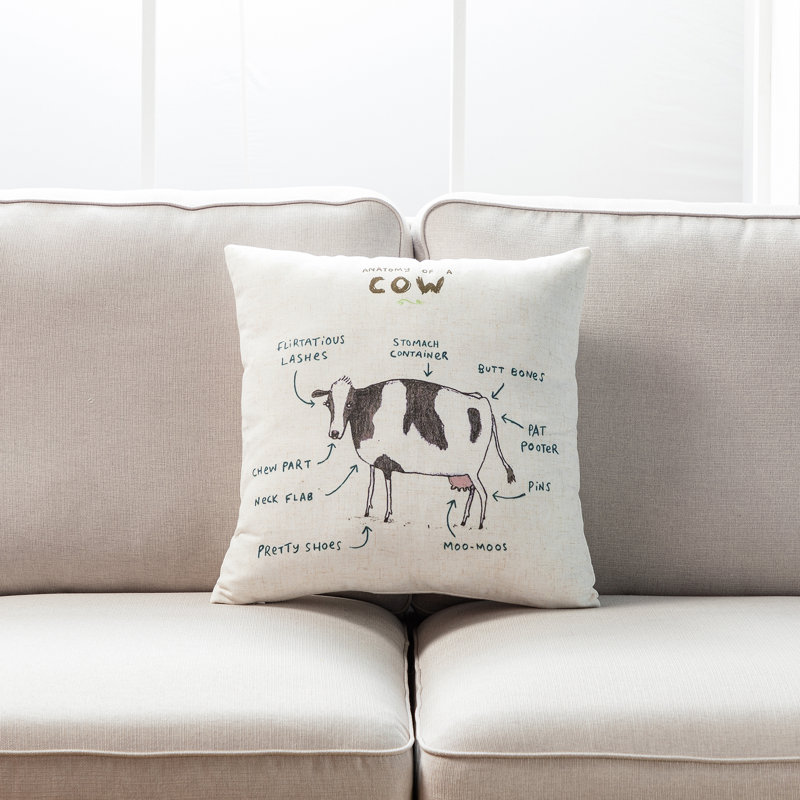 Coussin décoratif en lin à imprimé animal, Plumes