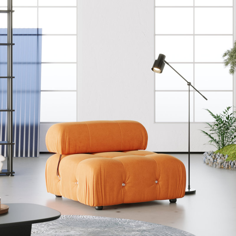 Fauteuil de chambre 34,55 po Cylar, Velours orange
