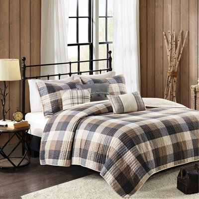 6 pièces de courtepointe imprimée à chevrons, très grand / très neutre, style Buffalo Plaid, coussin décoratif avec bordure 3 coussins assortis