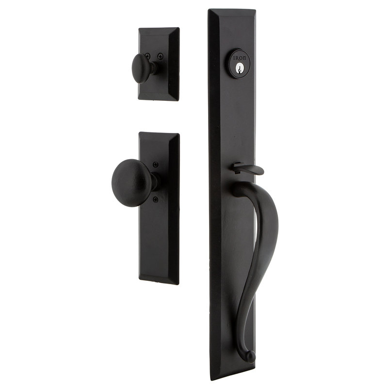 Matte Black Iron Handleset with Deadbolt and Knob