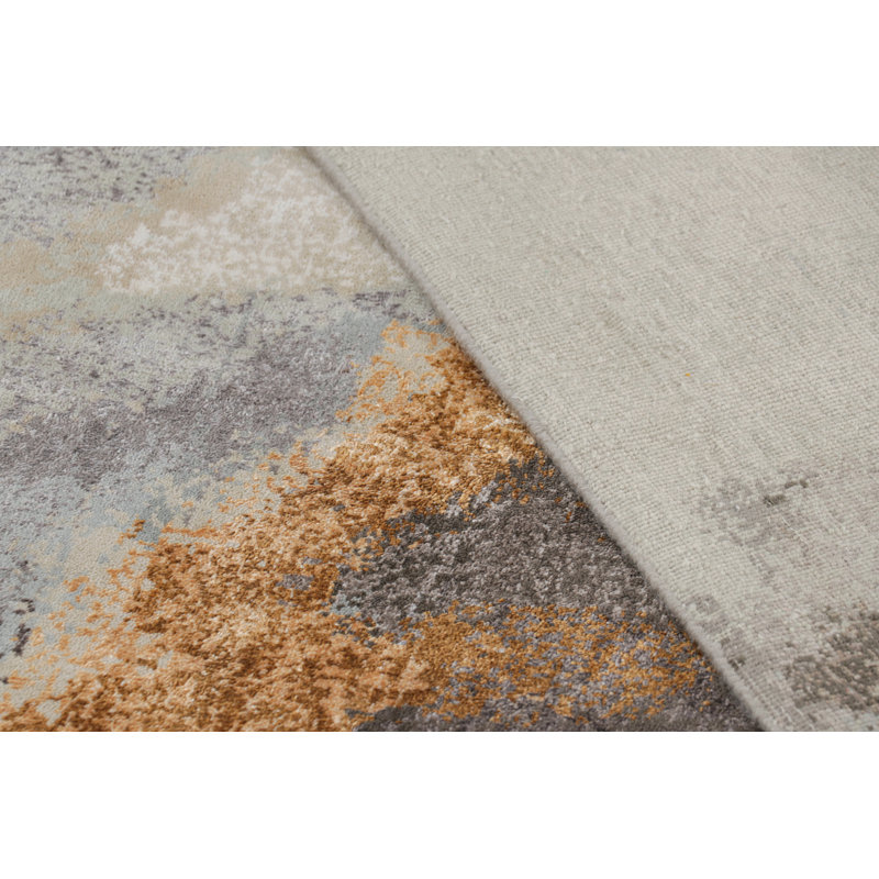 Rug & Kilim’S Oversized Abstract Rug In Blue, Gray And Gold Tones