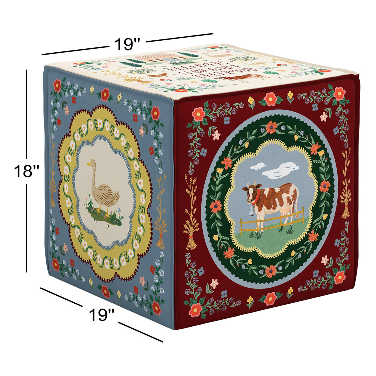 Bea Ottoman In Home Sweet Home, Mulitcolor