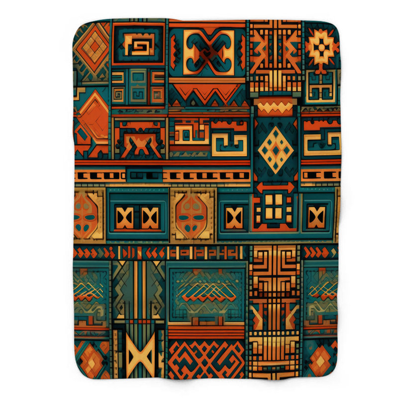 Ethnique tourbillon - couverture 1 pièce, L 50 po x L 60 po