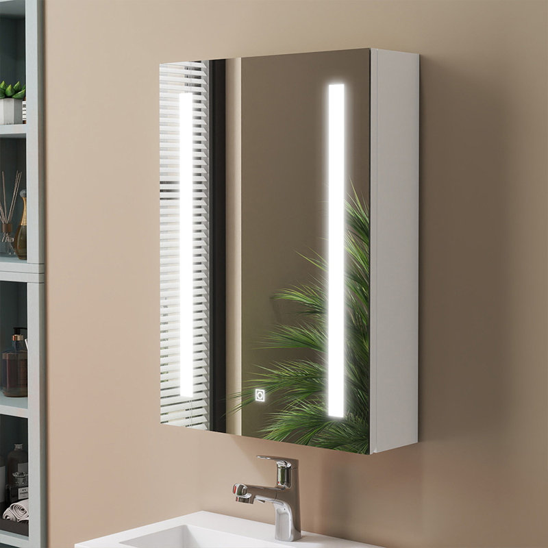 W H Wall Frameless Medicine Cabinet Mirror, White