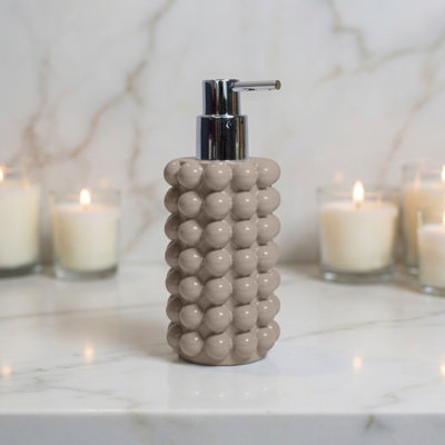 Distributeur de savon texturé à bulles Better Trends, bouteille de pompe rechargeable en résine de 13,5 oz, accessoire de salle de bain et de cuisine imperméable résistant à la rouille, sable