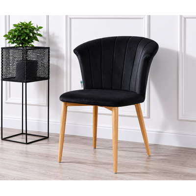 Siyana Modern Velvet Dining Chair - Ergonomic Curved Back with Solid Wooden Legs - Side Chair for Dining Room Living Room Restaurants - Single
