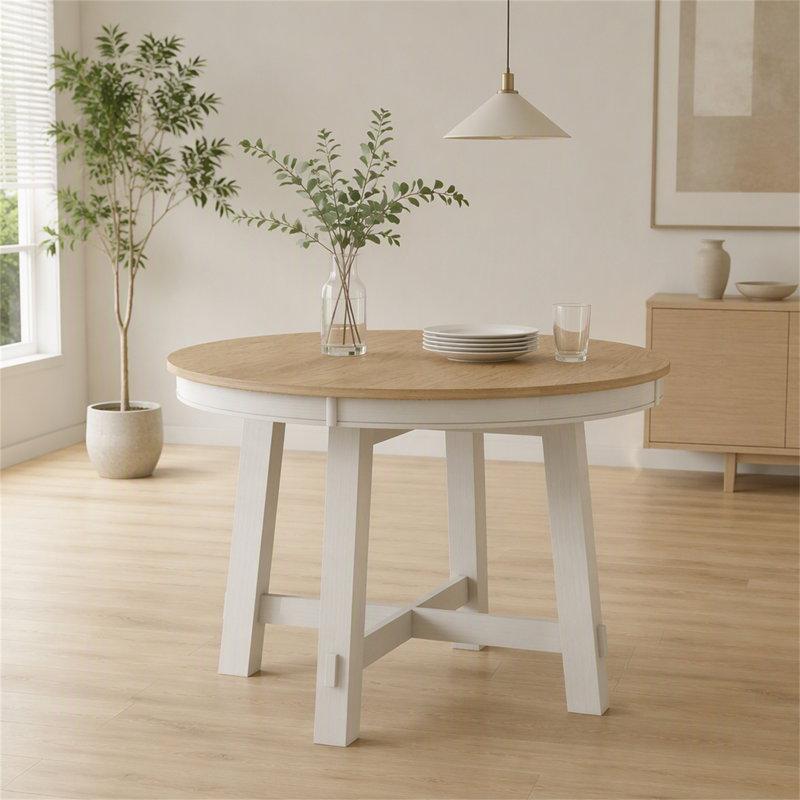 Table de salle à manger extensible Farmhouse, Chêne / Blanc