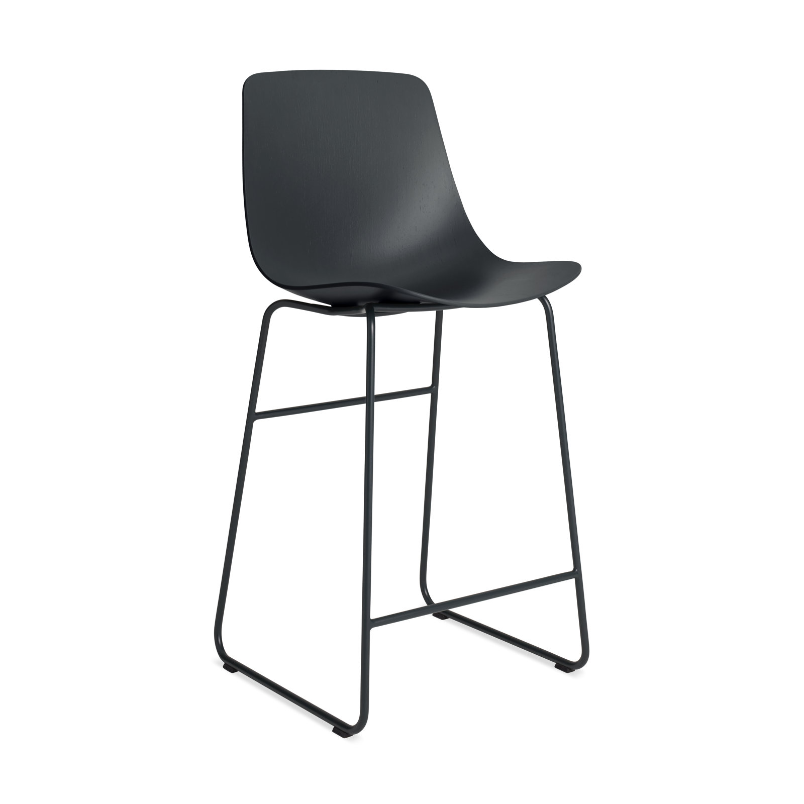Clean Cut Stool with Sled Leg, Counter Stool (24” Seat Height), Oblivion
