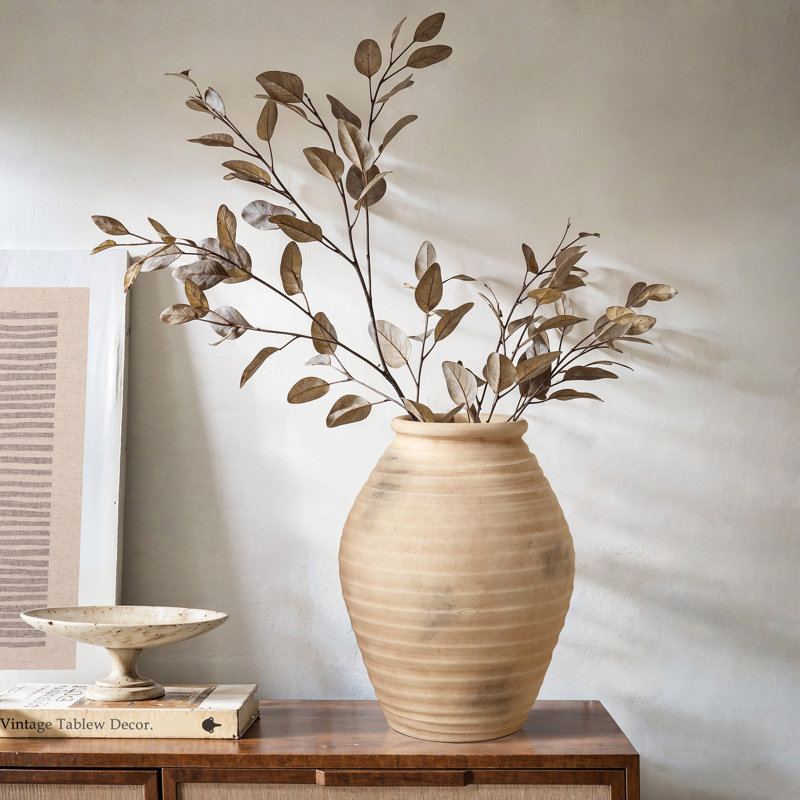 Dashiah Terracotta Vase with Ribbed Texture