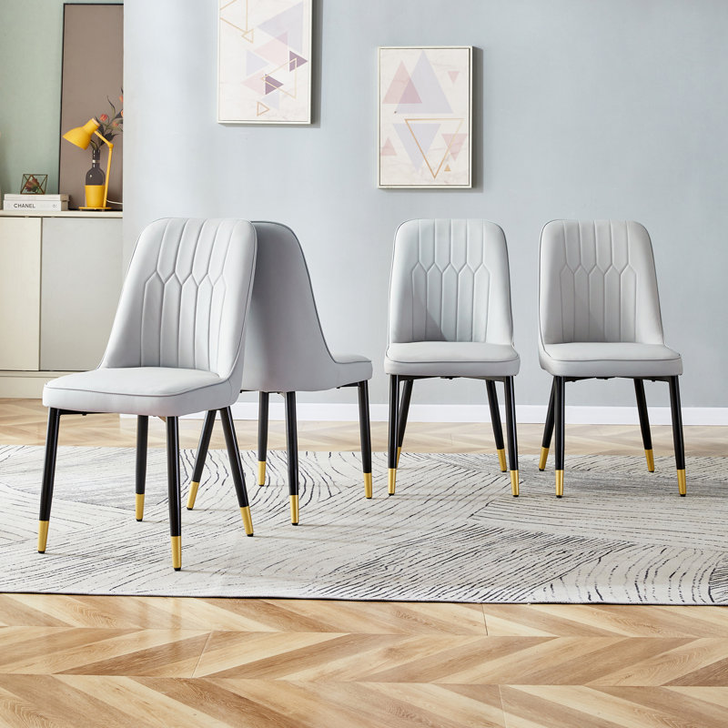 Shantai Unfinished Tufted Upholstered Back Side Chair, Light Gray