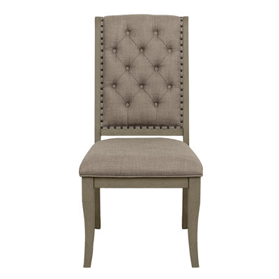 Traditional Classic Style Side Chairs Set Of 2 Fabric Upholstery Button-Tufted Nailhead Trim Cashmere Dining Furniture