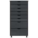vidaXL MOSS 8-Drawer Chest with Wheels, Solid Pinewood