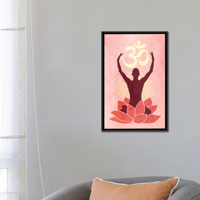 «OM Lotus Flower», reproduction d'impression sur toile en rose