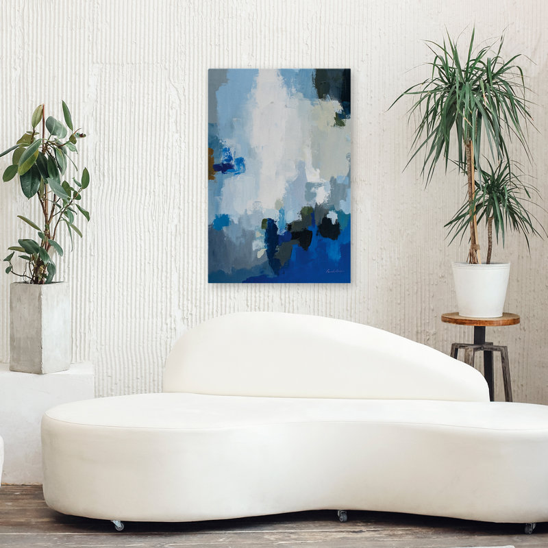 Cascade bleue - abstrait noir bleu brun, H 36 po x l 24 po