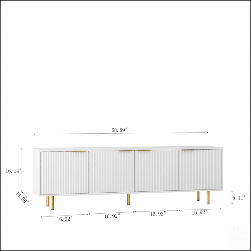 Modern TV Stand Fluted 68" t, Entertainment Center with Storage Doors, TV Console Media Cabinet,  for 55+ Inch TV, Living Room