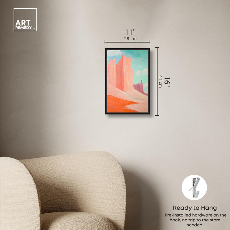 Art Remedy, impressions sur toile, vallée d'ocre II, Cadre flottant noir, H 16 po x l 11 po