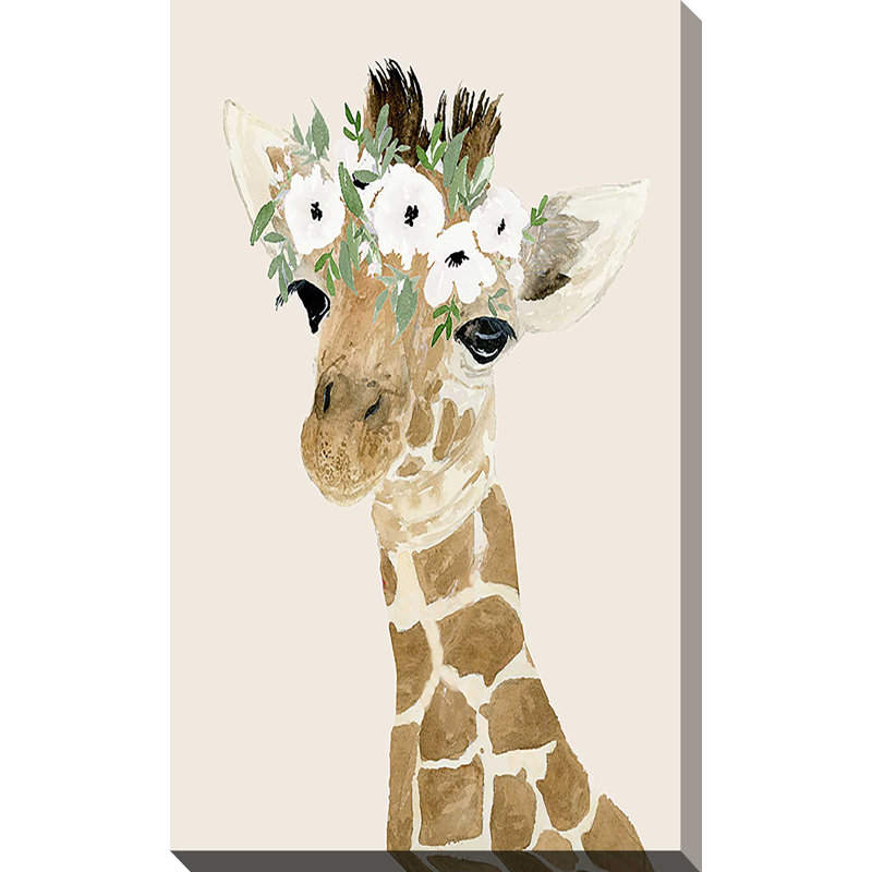 Petite girafe par Lucille Price - Peinture, H 40 po x l 24 po x P 1,5 po, Toile tendue