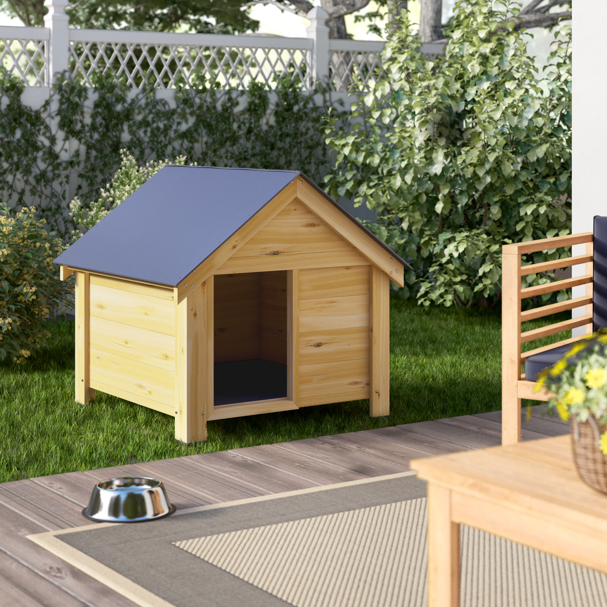 Shelley Insulated Dog House Archie & Oscar Finish: Natural Wood/Black