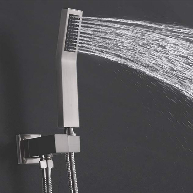 Brushed Nickel Wall Mounted Rain Shower System with Handheld