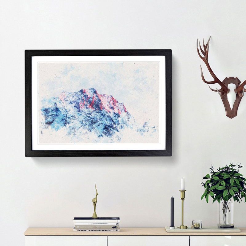 Mountain Peak in Russia - Framed Print, 24cm H x 33cm W x 2cm D, Black Framed