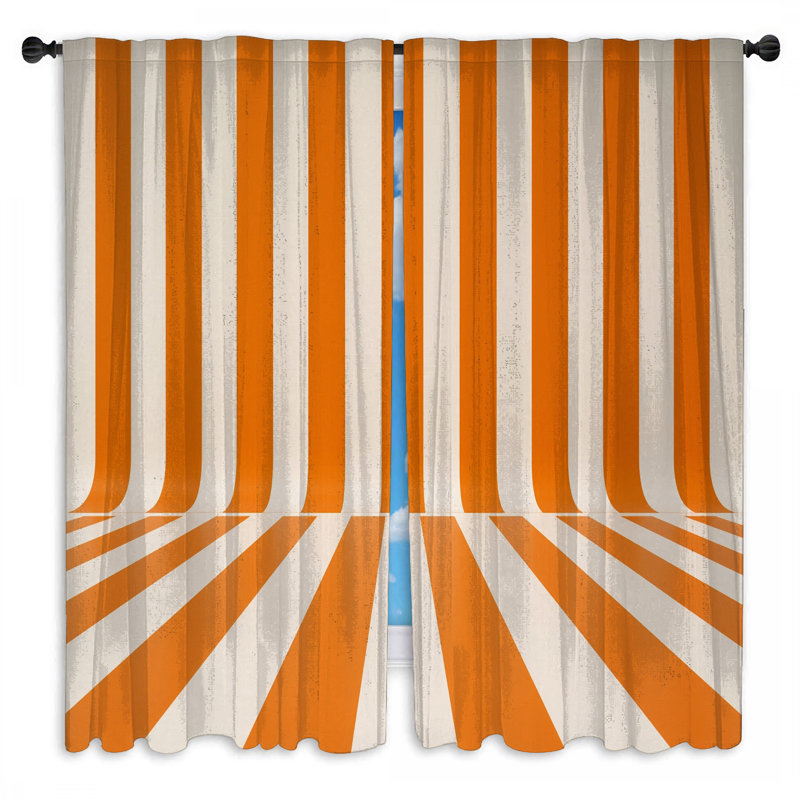 Rideaux obscurcissant orange et blanc à rayures verticales - 2 panneaux, 40 po x 80 po - 2 panneaux