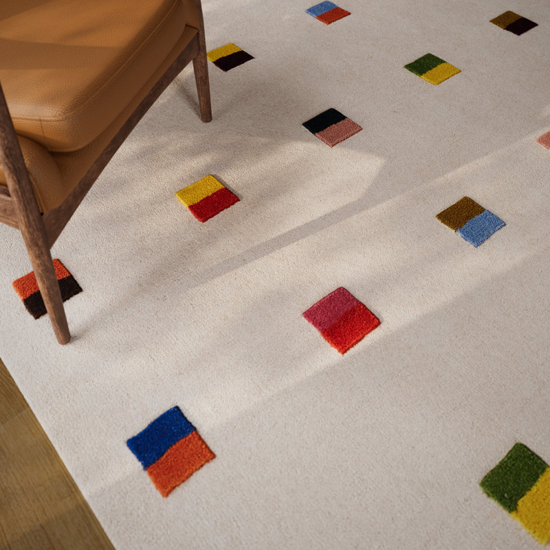 Xola Hand-Tufted Geometric Wool Area Rug, Rectangle 6' x 9'
