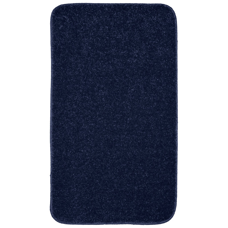 Monarrez Nylon Bath Rug with Non-Slip Backing, Navy, Single- 34" L x 20" W