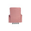 Fauteuil inclinable manuel en velours rose avec accoudoirs rembourrés et dossier capitonné
