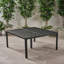 Table de salle à manger d'extérieur moderne en aluminium avec accents tissés, noir mat antique