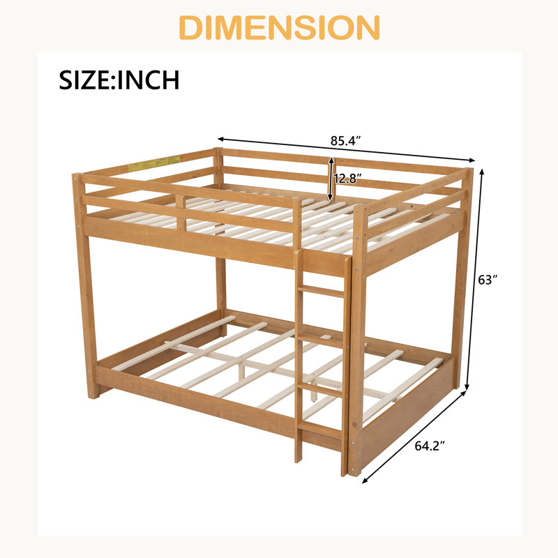 Lit superposé en bois grand avec échelle, Bois