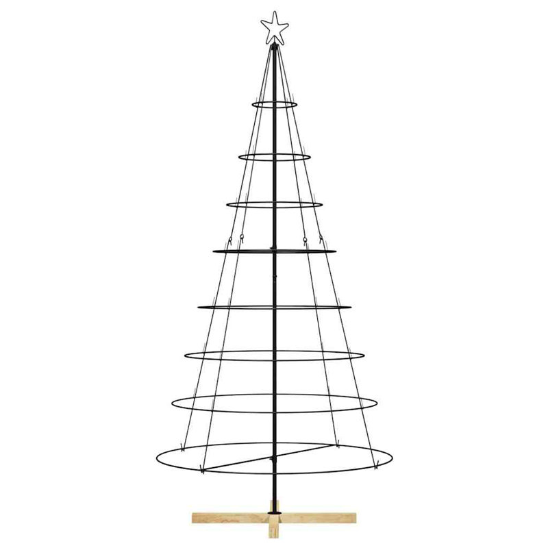  Christmas Cone Tree with Stand Black Steel, 6.89' H